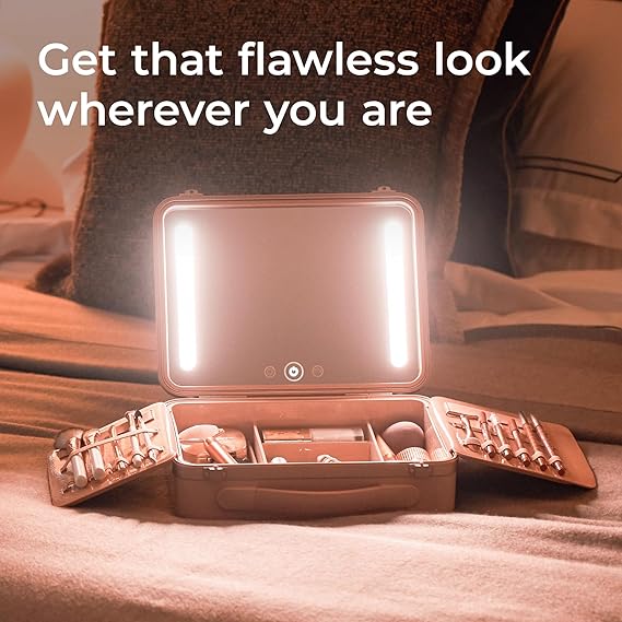 Large Makeup Bag with LED Light Up Mirror